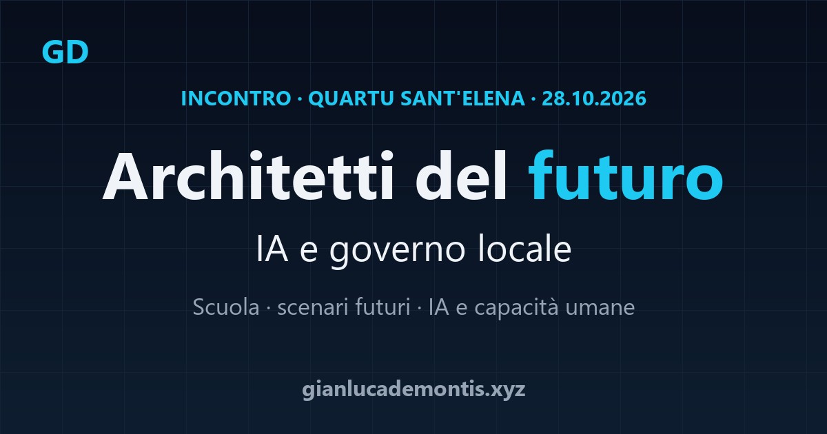 Architetti del futuro: IA e governo locale, Quartu Sant'Elena, 28 ottobre 2026